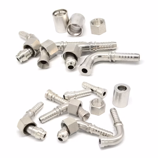 Adattatore riutilizzabile metrico americano in acciaio zincato o inossidabile con attacco rapido per tubo idraulico in gomma (NPT JIC SAE BSP METRICO ORFS)